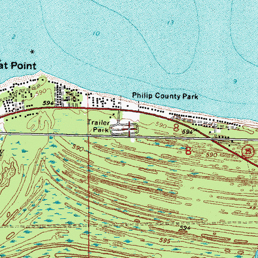 Topographic Map of Hiawatha Trailer Park, MI