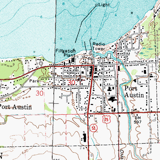 Topographic Map of Pinnebog United Methodist Church, MI