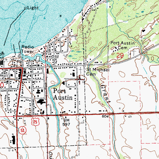 Topographic Map of Saint Michaels Catholic Church, MI
