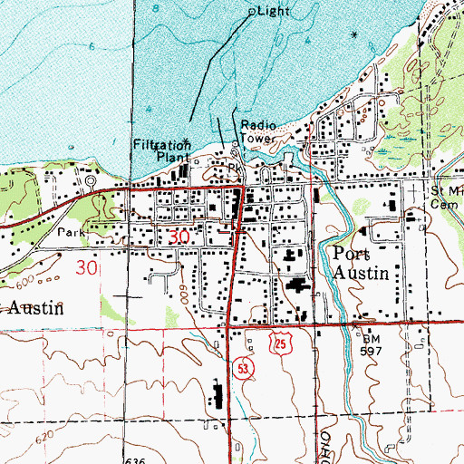 Topographic Map of Port Austin Fire Department, MI