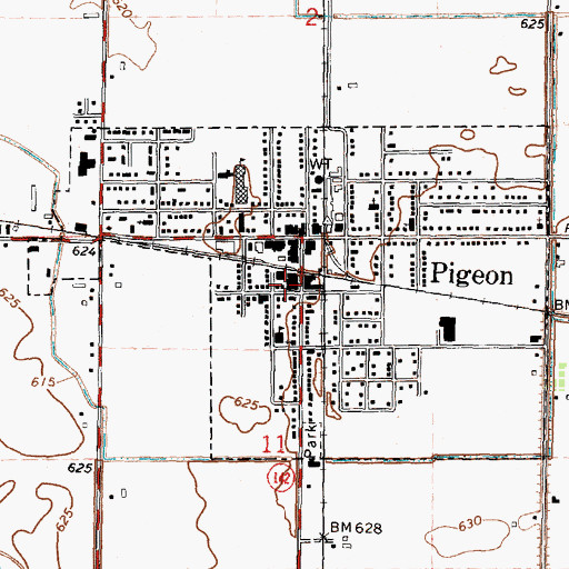 Topographic Map of Pigeon District Library, MI
