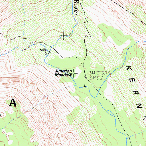 Topographic Map of Junction Meadow, CA