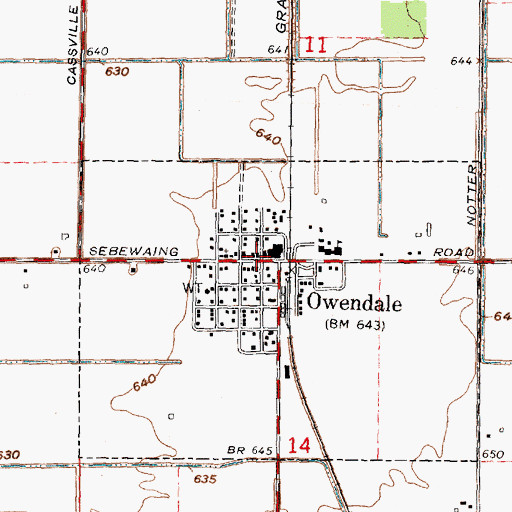 Topographic Map of Owendale Post Office, MI