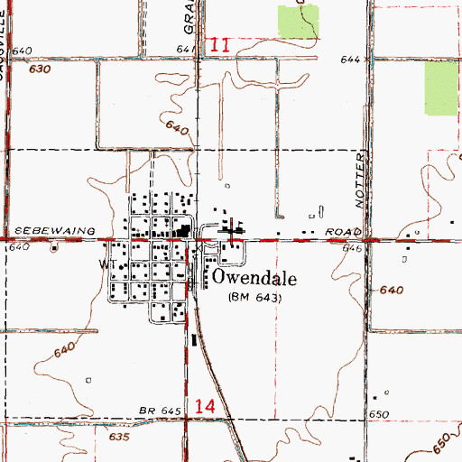 Topographic Map of Owendale-Gagetown High School, MI