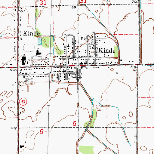 Topographic Map of Kinde Station, MI
