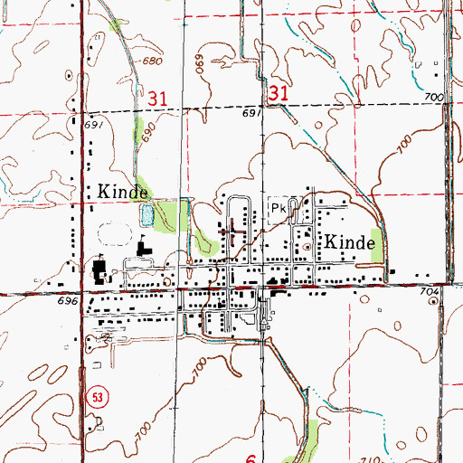 Topographic Map of Saint Peters Lutheran Church, MI