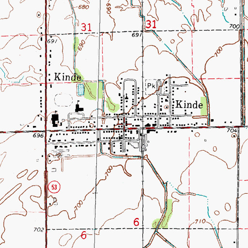 Topographic Map of Kinde Area Fire Department, MI