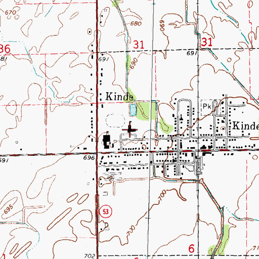 Topographic Map of North Huron Elementary School, MI