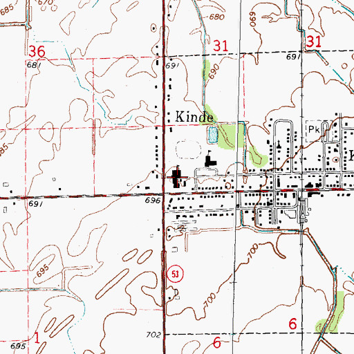 Topographic Map of North Huron High School, MI