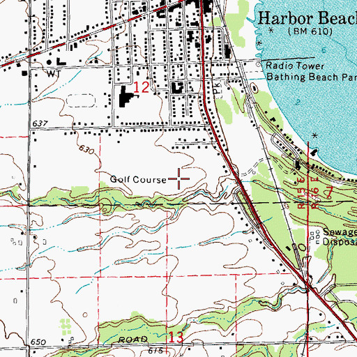 Topographic Map of Harbor Beach Golf Course, MI