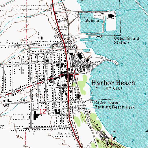 Topographic Map of Harbor Beach Station (historical), MI