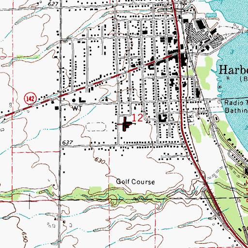 Topographic Map of Harbor Beach High School, MI