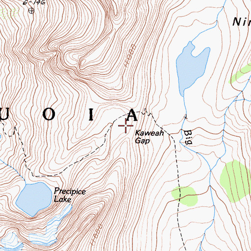 Topographic Map of Kaweah Gap, CA