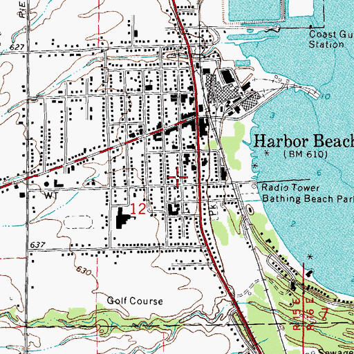 Topographic Map of Harbor Beach United Methodist Church, MI
