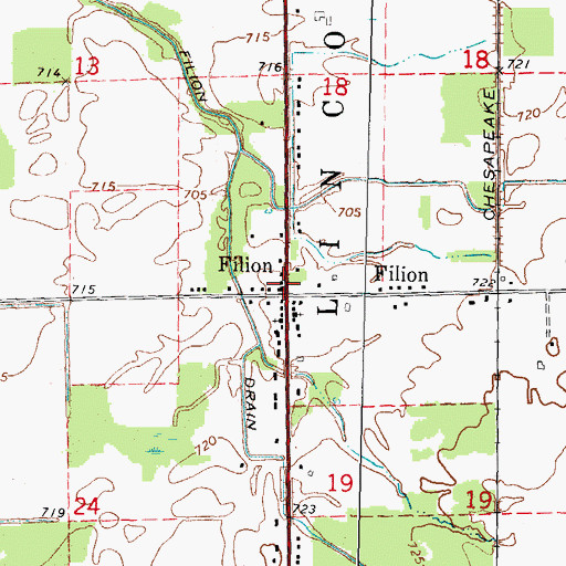 Topographic Map of Filion Post Office, MI
