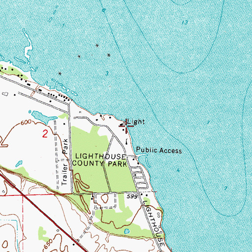 Topographic Map of Pointe Aux Barques Lighthouse, MI