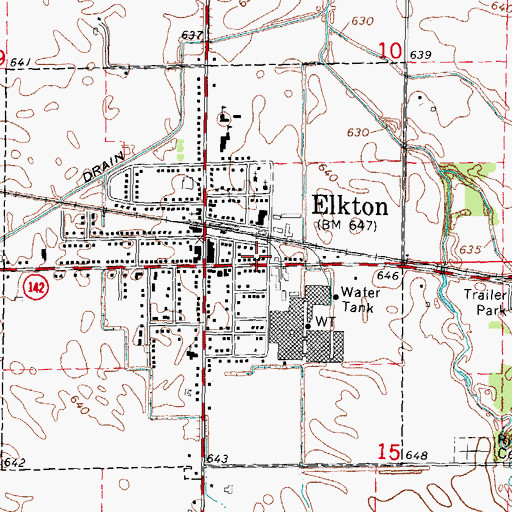 Topographic Map of Elkton Post Office, MI