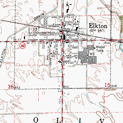 Topographic Map of Elkton United Methodist Church, MI