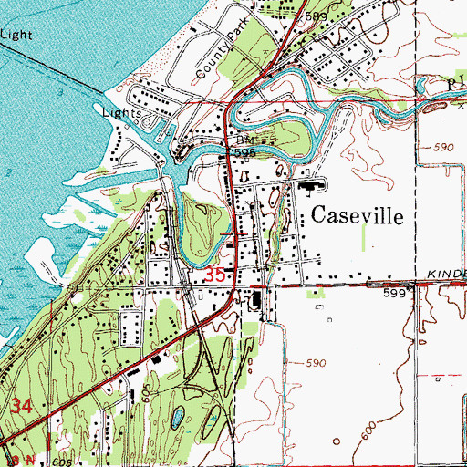 Topographic Map of Caseville Municipal Harbor, MI