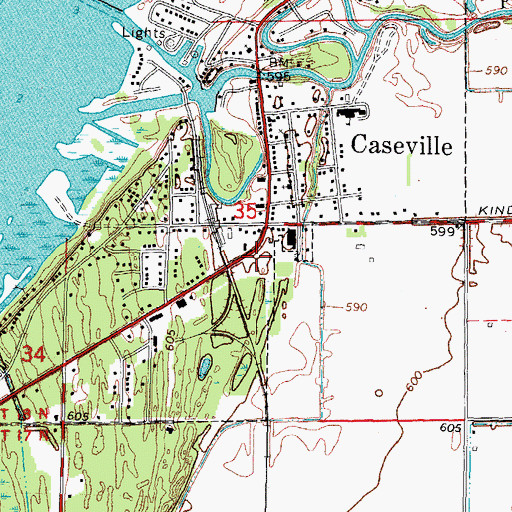 Topographic Map of Caseville Area Fire Protection Association, MI