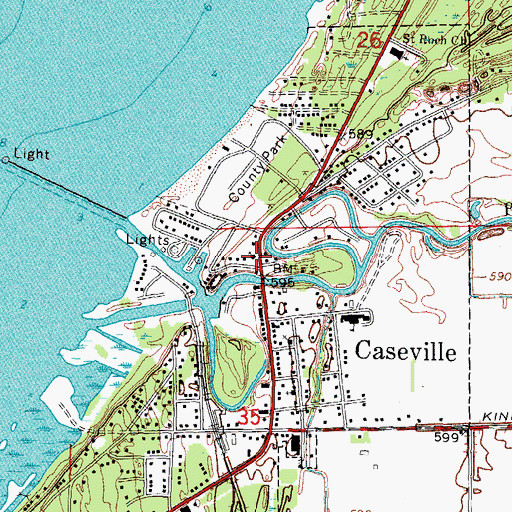 Topographic Map of Caseville United Methodist Church, MI