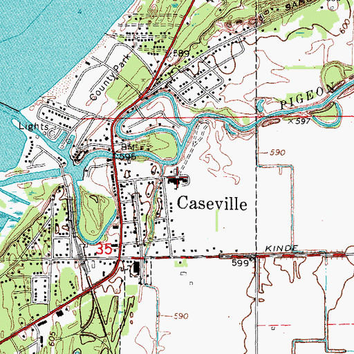 Topographic Map of Caseville High School, MI