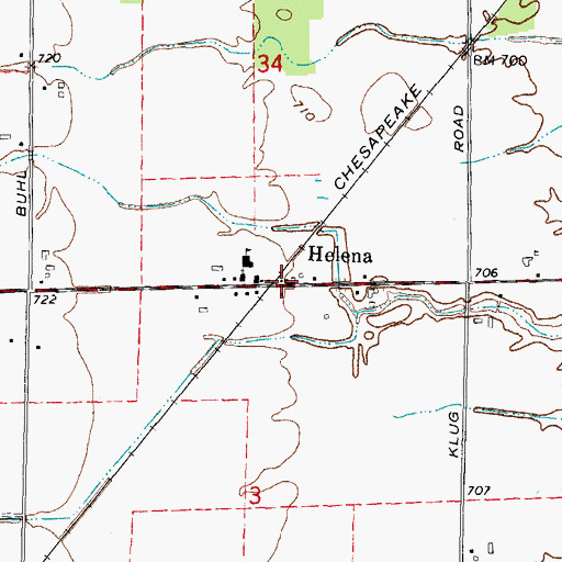 Topographic Map of Helena Station (historical), MI