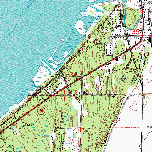 Topographic Map of Caseville Post Office, MI