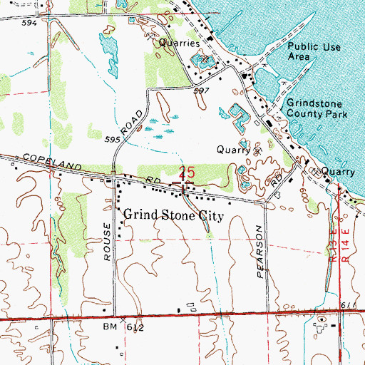 Topographic Map of Grindstone City Station (historical), MI