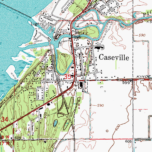 Topographic Map of Caseville Police Department, MI