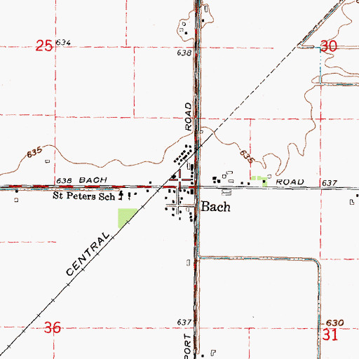 Topographic Map of Bach Station (historical), MI