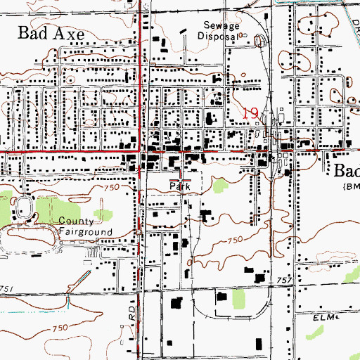 Topographic Map of Bad Axe Museum, MI