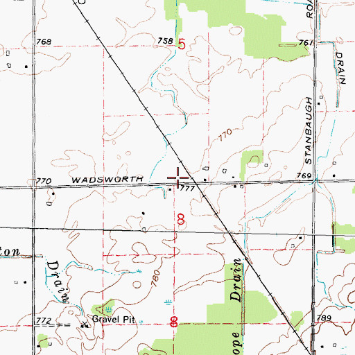 Topographic Map of Wadsworth Post Office (historical), MI