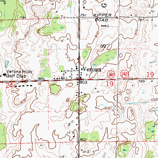 Topographic Map of Verona Mills Post Office (historical), MI