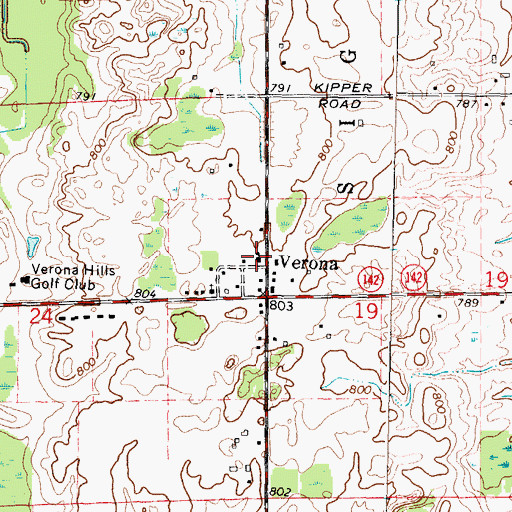 Topographic Map of Verona Mills School, MI