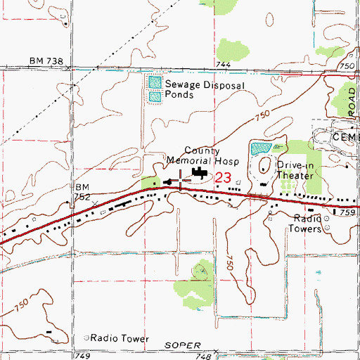 Topographic Map of Huron County Medical Care Facility, MI