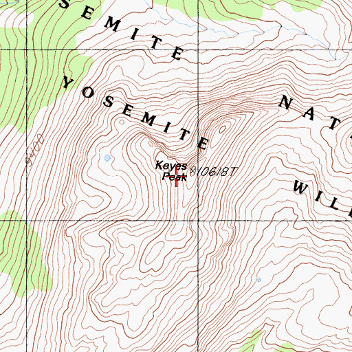 Topographic Map of Keyes Peak, CA