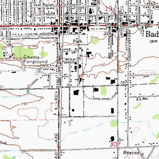 Topographic Map of Bad Axe Area Fire Department, MI