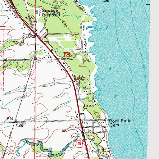 Topographic Map of Rock Falls Post Office (historical), MI