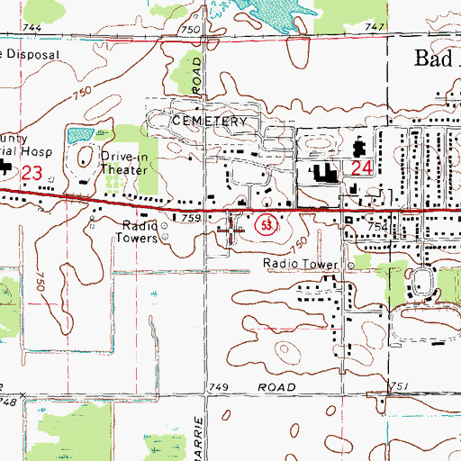 Topographic Map of Pines Mobile Home Village, MI