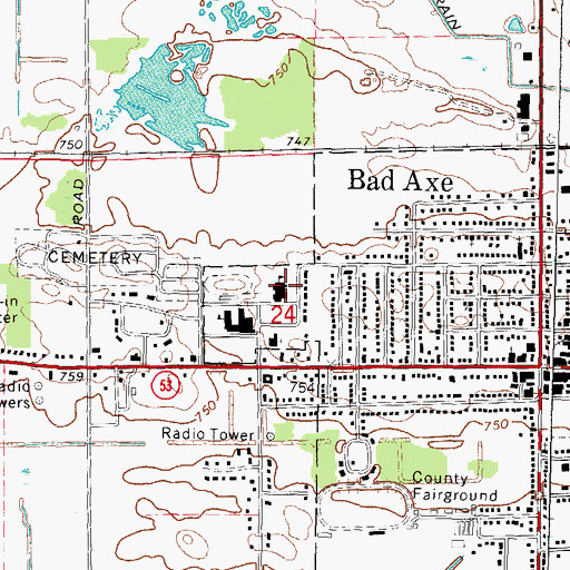 Topographic Map of Greene Elementary School, MI
