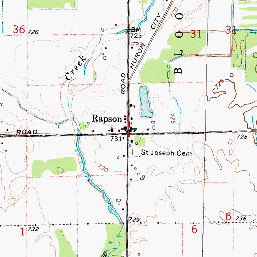 Topographic Map of Rapson Post Office (historical), MI
