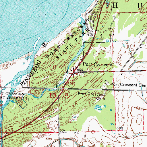 Topographic Map of Port Crescent Post Office (historical), MI