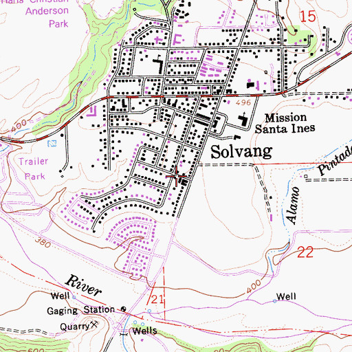 Topographic Map of Allan Hancock College - Solvang Center, CA