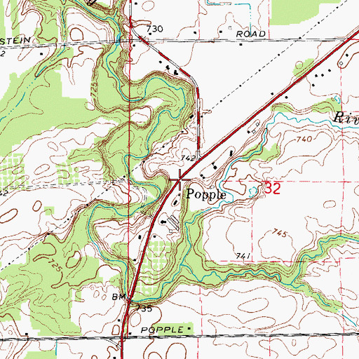 Topographic Map of Popple Post Office (historical), MI