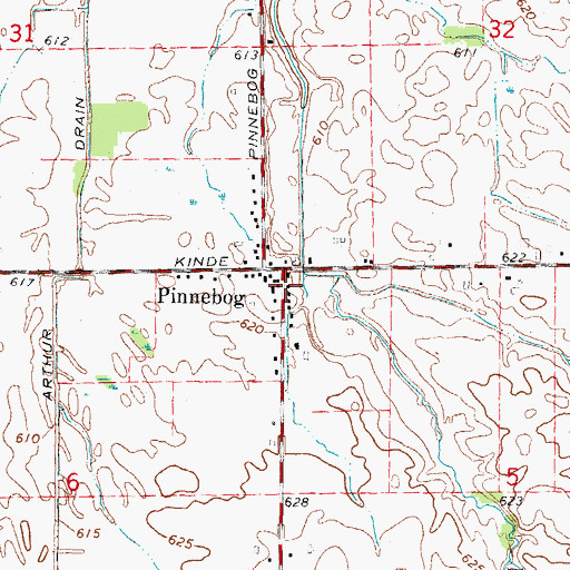 Topographic Map of Pinnebog Post Office (historical), MI