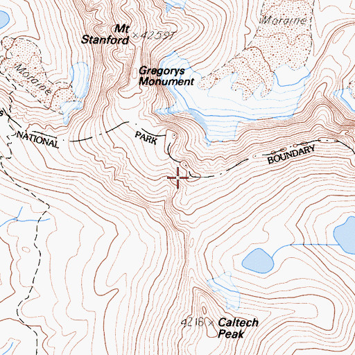 Topographic Map of Kings-Kern Divide, CA
