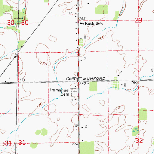 Topographic Map of Vogel Estates Cemetery, MI