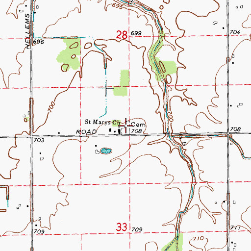 Topographic Map of Saint Mary's Polish Catholic Cemetery, MI