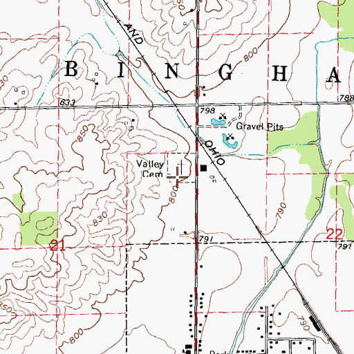 Topographic Map of Saint John the Evangelist Catholic Cemetery, MI